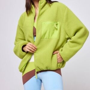 L space Tessa Brooks Green Fleece Powerhouse Jacket NEW